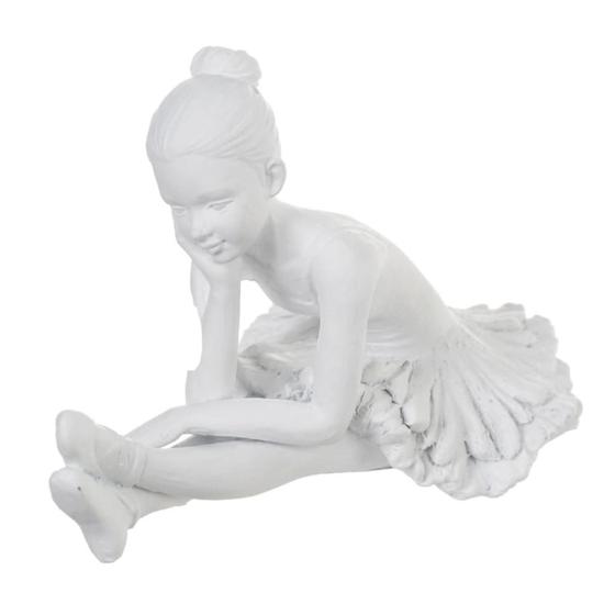 Imagem de ESCULTURA DECOR BAILARINA SENTADA EM RESINA BRANCO 11cm