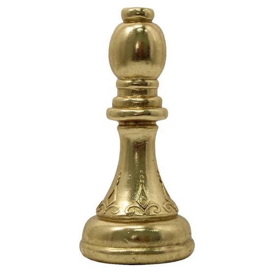 Imagem de Escultura decor bispo de resina dourado jogo de xadrez