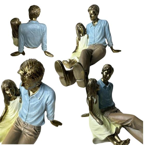 Imagem de Escultura Decorativa Amor Pai e Filha Juntos Sentados