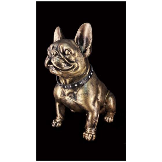 Imagem de Escultura Decorativa Cachorro Bulldog Dourado Formosa