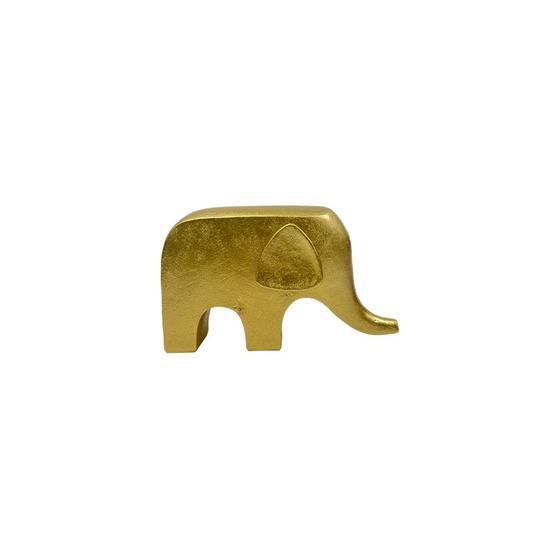 Imagem de Escultura Decorativa Elefante de Resina Dourado 20cm RQ3027 BTC