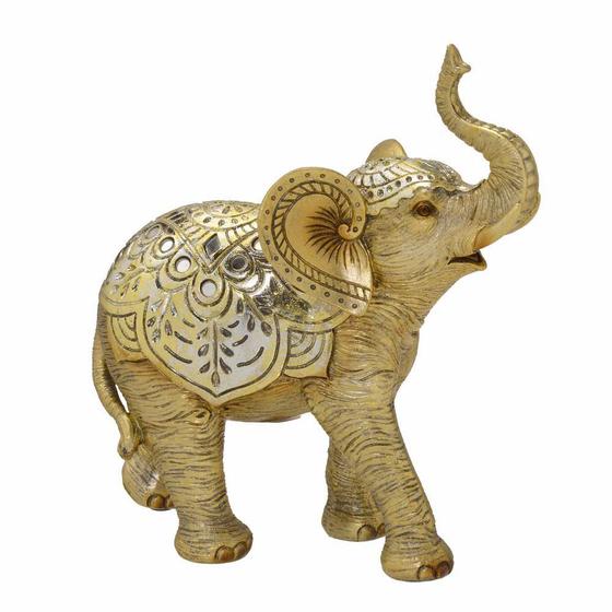 Imagem de Escultura Decorativa Elefante em Resina Dourada 20cm