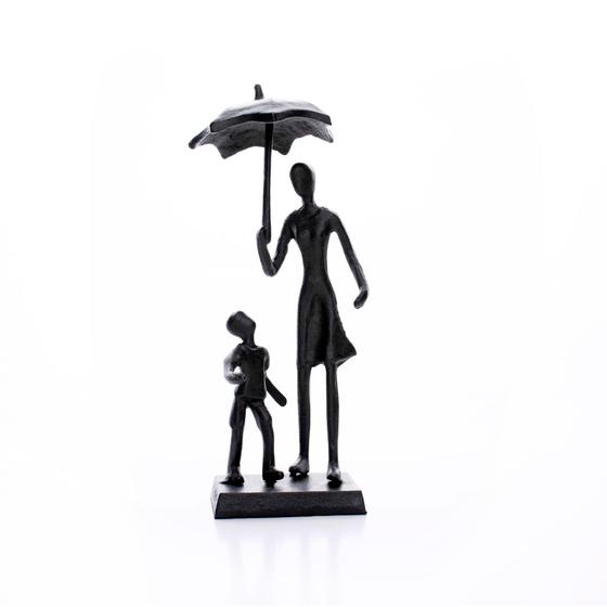 Imagem de Escultura Decorativa em Metal Preto Mãe e Filho 22x7,8 cm - D'Rossi