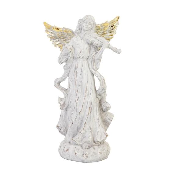 Imagem de Escultura decorativa em resina anjo com violino 30,5cm