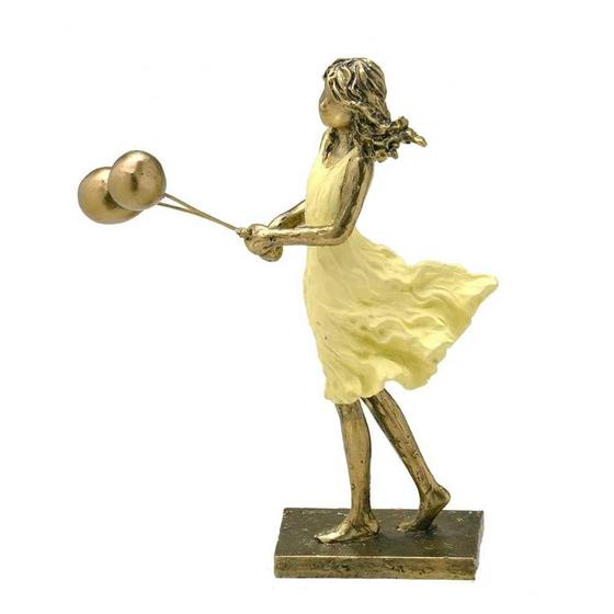 Imagem de Escultura Decorativa em Resina Menina com Balões 20cm - Mabruk