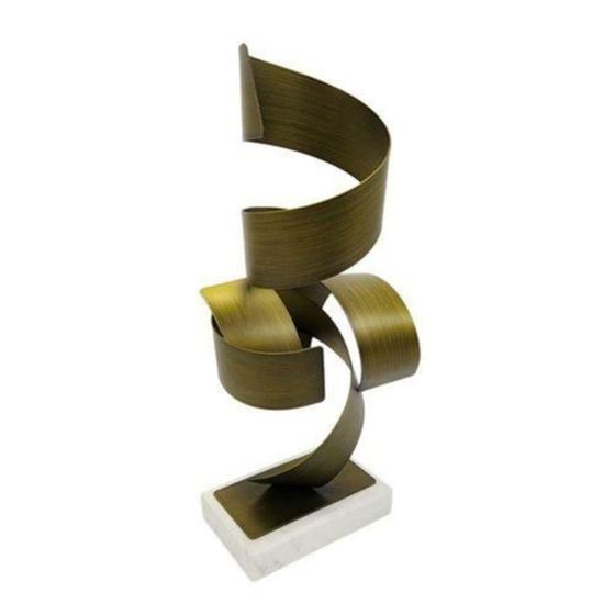 Imagem de Escultura Decorativa Metal Dourado Abstrato c Base Luxo