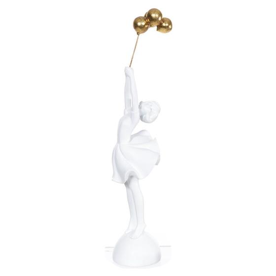 Imagem de Escultura Decorativa Poliresina Menina Branco e Dourado 30x7x6,5cm