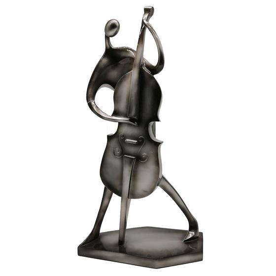 Imagem de Escultura Decorativa Violoncelista em Resina Cromado 47cm NA0848 BTC