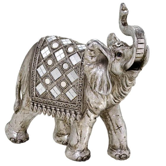 Imagem de Escultura Elefante Indiano Estátua Decoração Hindu Prateado