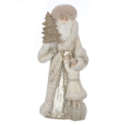 Imagem de ESCULTURA EM RESINA NATAL PAPAI NOEL C/CRIANCA (BEGE) 28,5cm