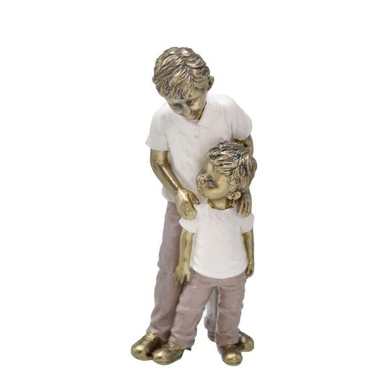 Imagem de Escultura Estatueta Estátua Dois Meninos Irmãos Amigos Família Enfeite Resina Decorativa 257-706