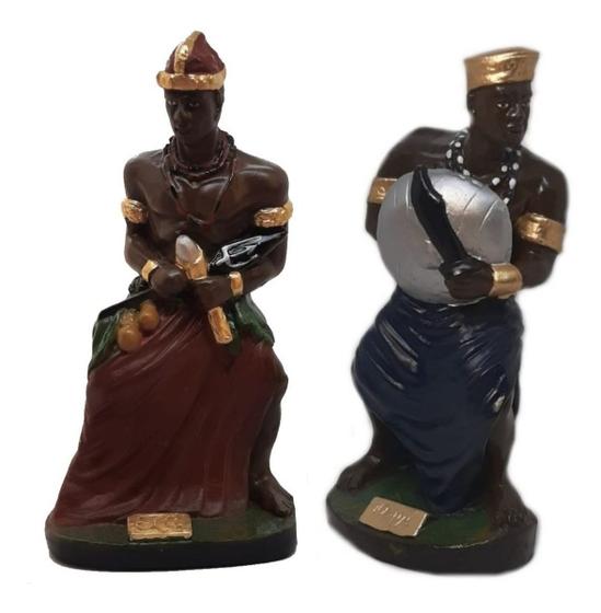 Escultura Estatueta Imagem Orixá Exu E Orixá Ogum Umbanda Candomblé ...