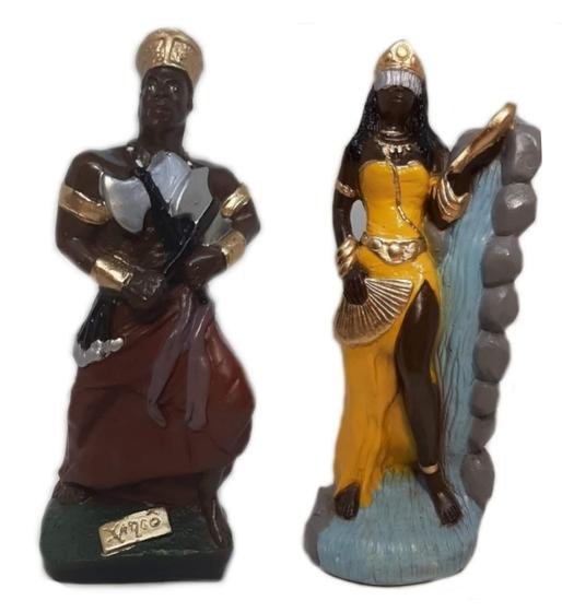 Escultura Estatueta Orixá Xangô E Oxum Candomblé Umbanda Altar Congá ...