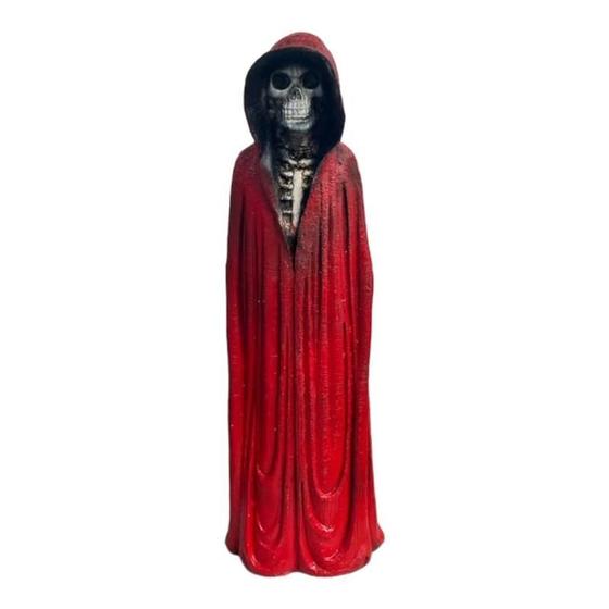 Imagem de Escultura Exú Caveira Manto Vermelho 22 Cm Em Resina