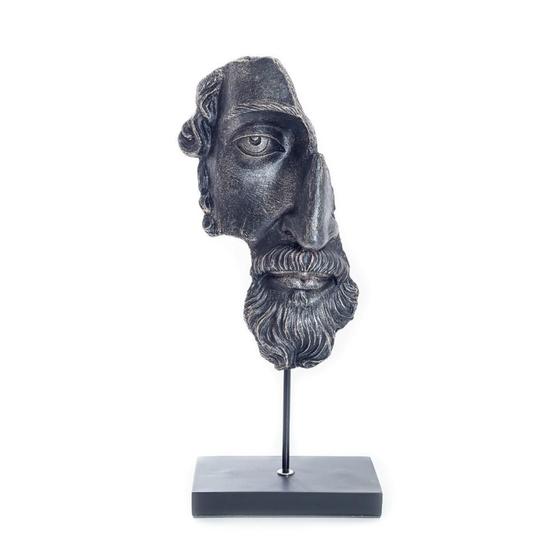 Imagem de Escultura face bronze decorativa em resina com base