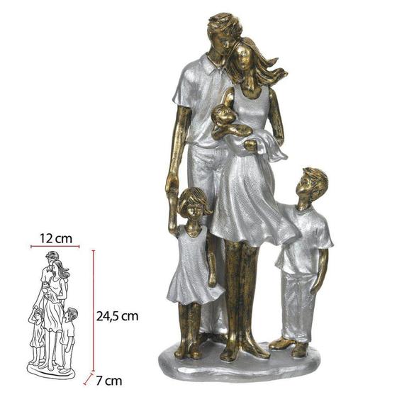 Imagem de Escultura Família Decorativa Casal Com Três Filhos - D. E. A. D. A.