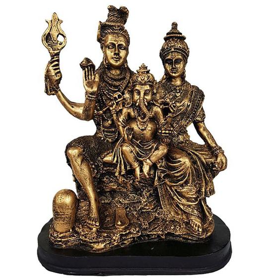 Imagem de Escultura Família Hindu 27cm - Shiva, Parvati e Ganesha