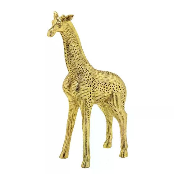 Imagem de ESCULTURA GIRAFA DOURADA DECORATIVA EM RESINA 34,5cm