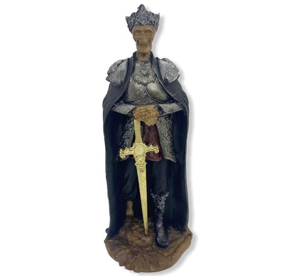 Imagem de Escultura Guardião 25 Cm Esqueleto Preto E Dourado Espada