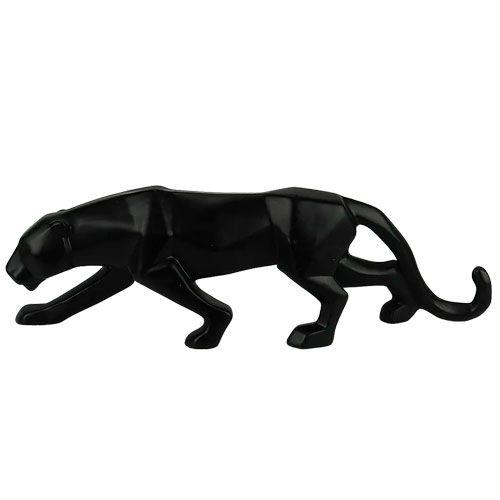 Imagem de Escultura Jaguar Decorativo Geométrico Preto Opaco - 13x44x8cm - Escultura de Luxo Exclusiva de Design Clássico - Decorativa de Design Único!