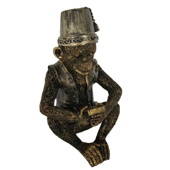 Imagem de Escultura Macaco em Resina Bronze e Ouro Envelhecido