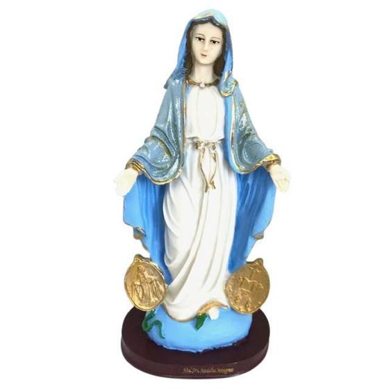 Imagem de Escultura Nossa Senhora Das Medalhas Milagrosas 26Cm Resina