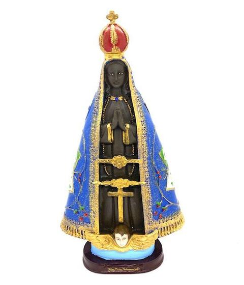 Imagem de Escultura Nossa Senhora de Aparecida manto trabalhado 32 cm resina