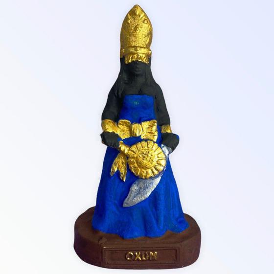 Imagem de Escultura Orixá Oxum Azul em Resina 10 cm