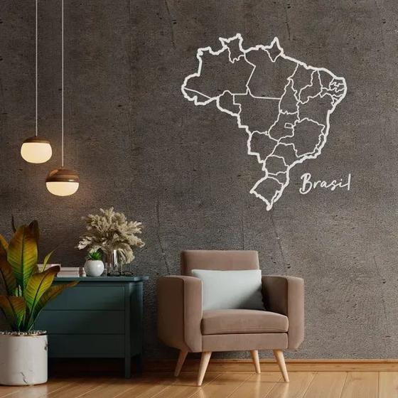 Imagem de Escultura Parede Mapa do Brasil 120x115 Cinza 