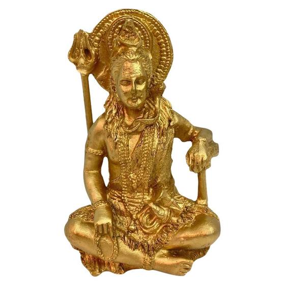 Imagem de Escultura Shiva Meditando Dourado 12 Cm Em Resina 47451