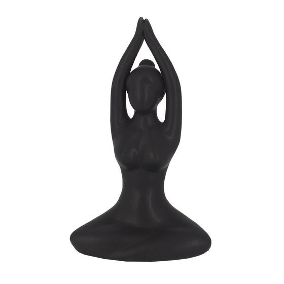 Imagem de Escultura Yoga Porcelana Preto - Mão acima da cabeça (19cm)