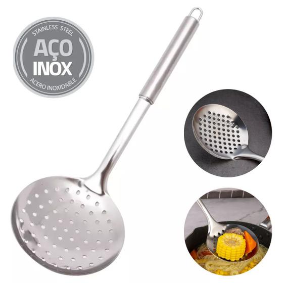 Escumadeira De Cozinha Para Arroz e Frituras Em Inox 32cm - Clink ...