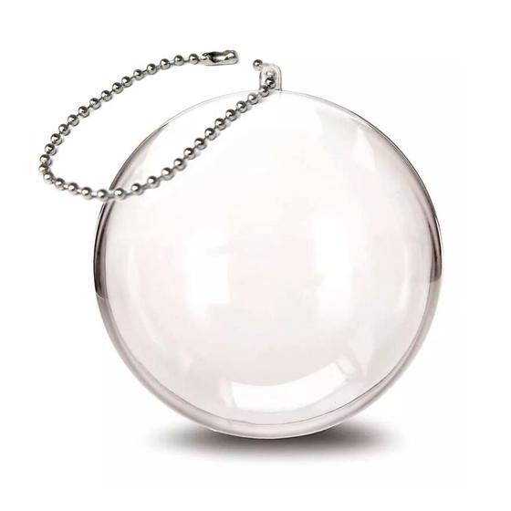 Imagem de Esfera Bola Decoração Incolor Acrílico + Corrente Bolinha 150 Unidades Natal
