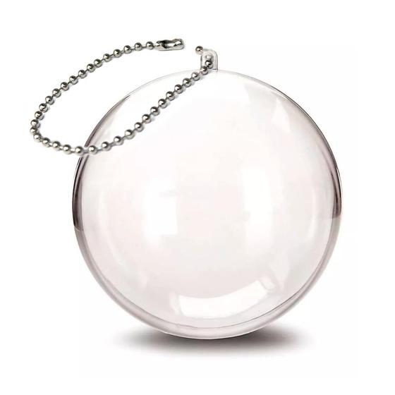 Imagem de Esfera Bola Transparente Acrílico 7cm Com Corrente Bolinha 50 Unidades