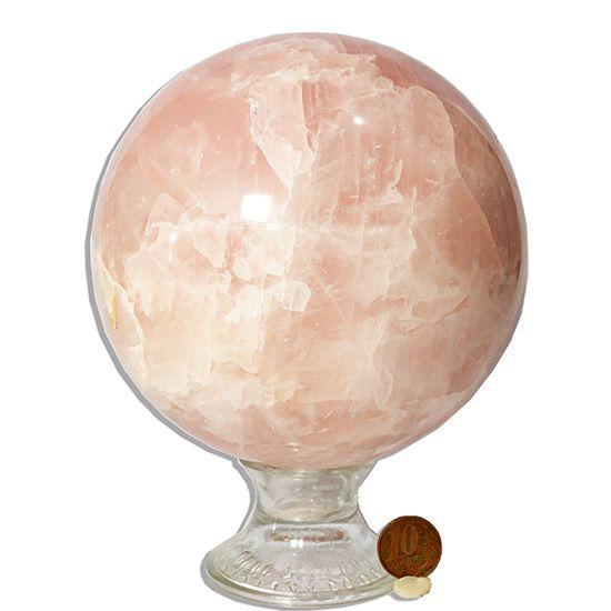Imagem de Esfera Quartzo Rosa Grande Pedra Natural Classe B 13cm 3.3Kg