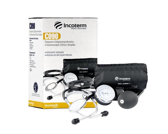 Imagem de Esfigmomanometro e estetoscopio clinico conjunto preto incoterm.