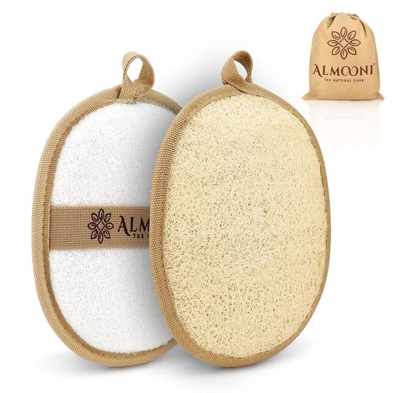 Imagem de Esfoliante corporal ALMOONI Natural Loofah, pacote com 2 unidades