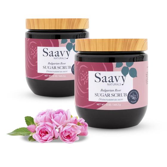 Imagem de Esfoliante corporal com açúcar Saavy Naturals Bulgarian Rose, pacote com 2 unidades