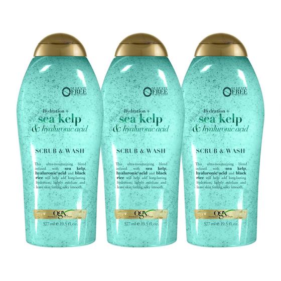 Imagem de Esfoliante Corporal OGX Hydration Sea Kelp & Ácido Hialurônico - Kit com 3 Unidades (575mL cada)