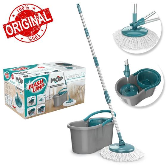 Esfregão Mop Com Balde Flat Limpeza Giratório 8 Litros Menor preço em Esfregão Mop Com Balde Flat Limpeza Giratório 8 Litros