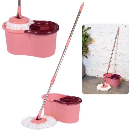 Imagem de Esfregao Mop Pocket Rosa 8 Litros Limpeza Pratica com Balde Mor