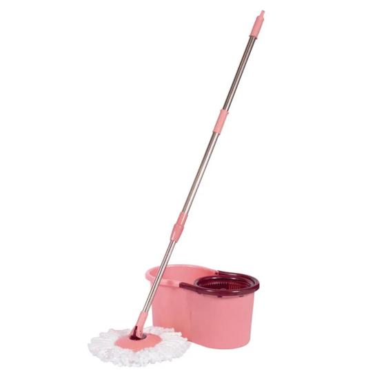 Imagem de Esfregão Mop Rosa Pocket C/ Balde 8 Litros Limpeza Prática Mor