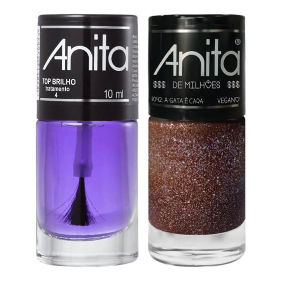 Imagem de Esmalte A Gata é Cara Coleção  de Milhões + Top Brilho 10ml Anita