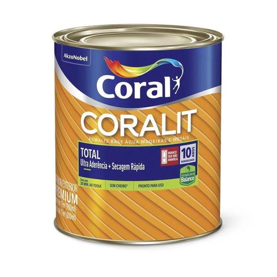 Imagem de Esmalte Base Água Coralit Total Brilhante Branco 0,9L Coral