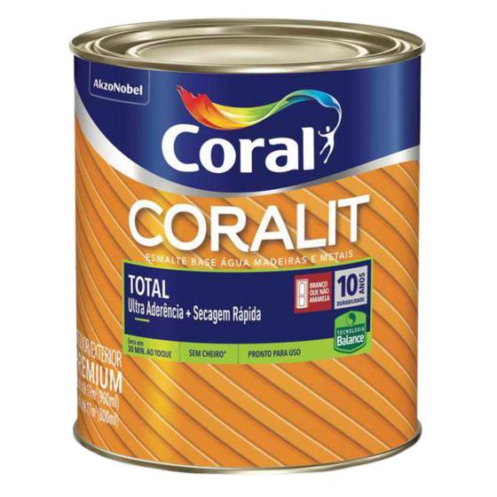 Imagem de Esmalte coralit total brilhante base agua branco 900 ml