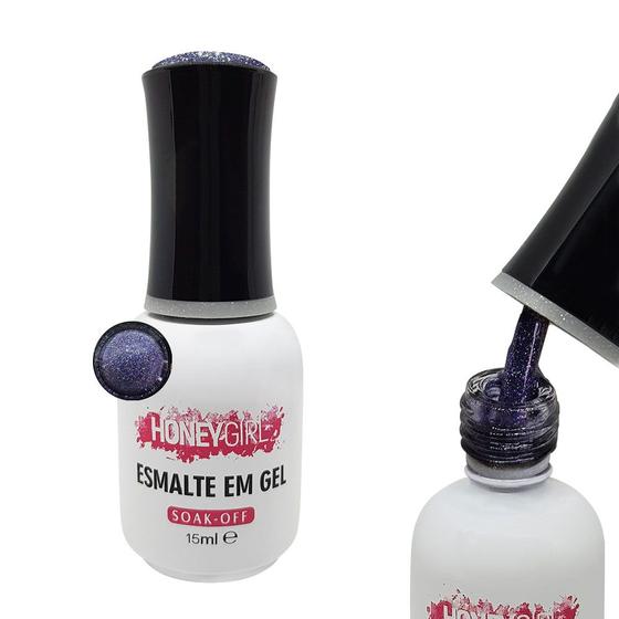 Esmalte em gel Honey Girl Cabine glitter Azul escuro 200 - Esmalte ...