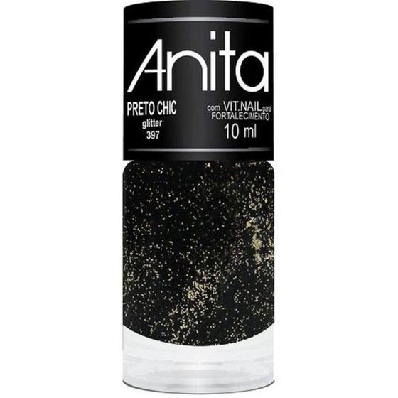 Esmalte Glitter Anita 10ml - Preto Chic