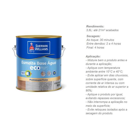 Esmalte Metalatex Eco Base Agua Acetinado Branco 3,6l Sherwin Williams ...