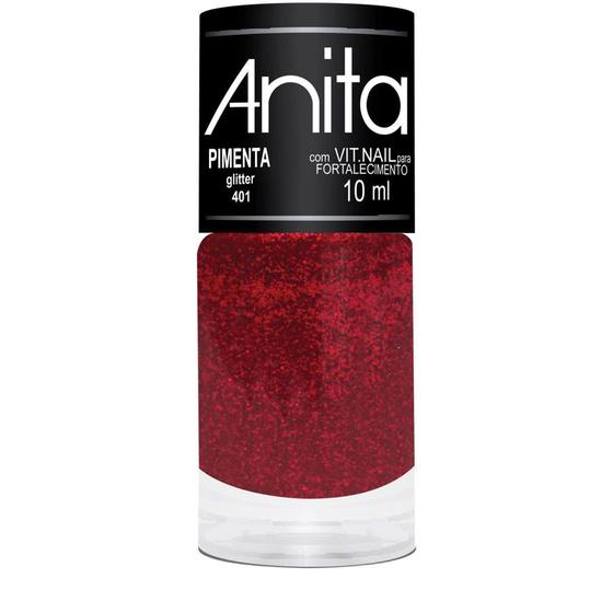 Imagem de Esmalte Pimenta, Anita Cosméticos, Glitter Vermelho