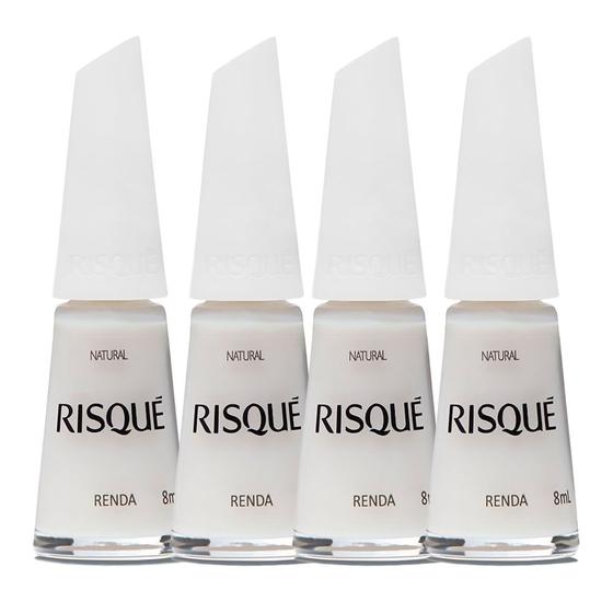 Imagem de Esmalte Risqué Cor Renda Natural Hipoalergênico com 8ml  Kit com quatro unidades
